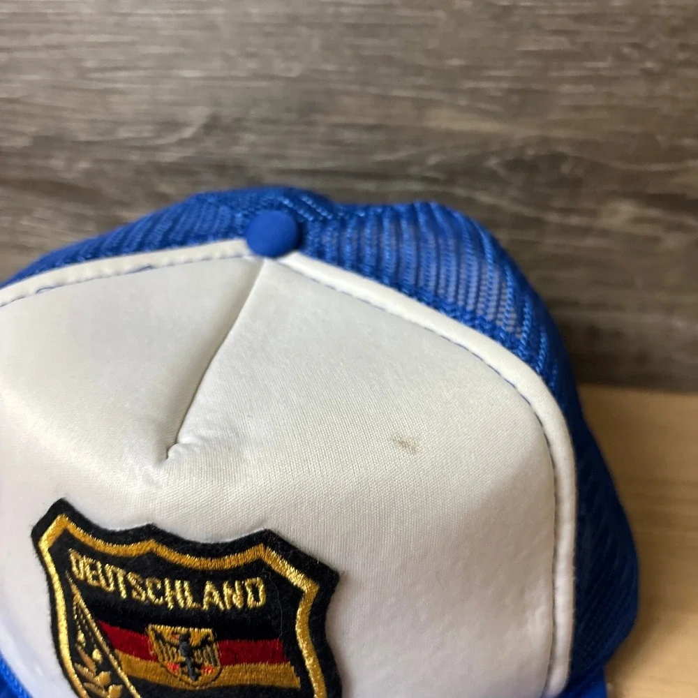 Vintage Deutschland Hat Cap Snapback Blue‎ Trucker Germany Patch Crest Logo